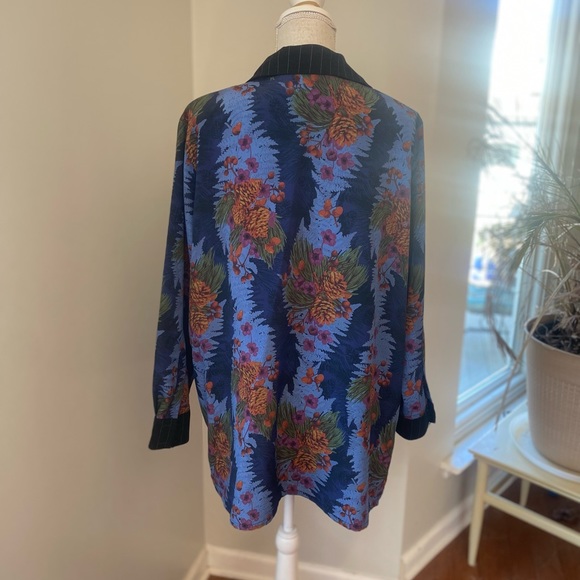 Koos Of Course! Navy Mixed Print Button Down Tunic Blouse - Picture 5 of 6